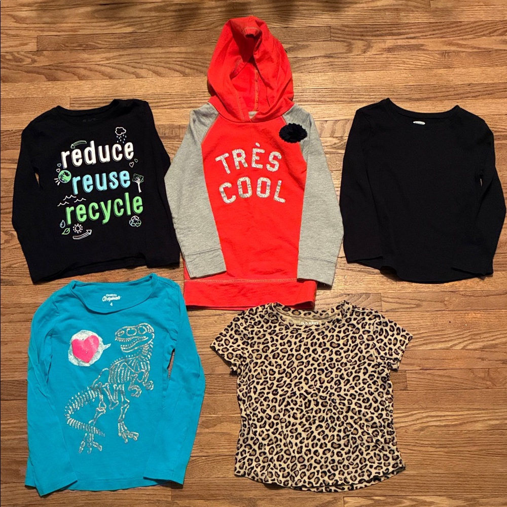 Assorted Long Sleeve Shirts, 1 Sweater and 1 Tee.